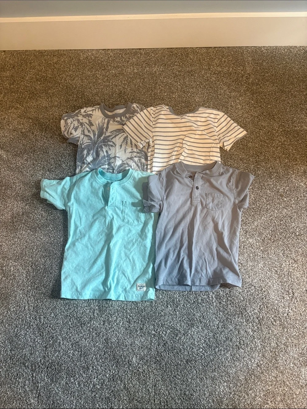 Place Boys Short Sleeve Tee 4-Pack in Light Blue, Gray, Aqua, and White Stripe